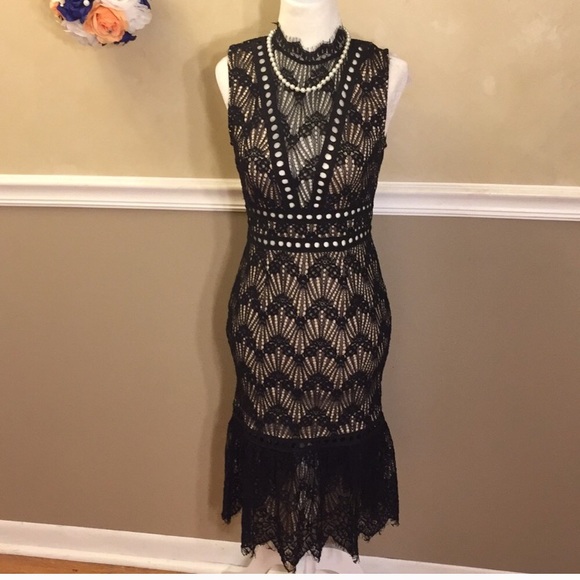 Charlotte Russe Dresses & Skirts - NWT Charlotte Russe lace mock neck flounce dress**